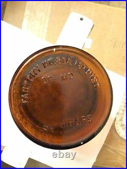 Amber Mercantile Air Tight Havan Cigars St Louis Mo Jar Glass With LID F R Rice