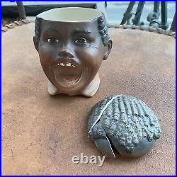 Americana Tobacco Humidor Conta & Bohme Figural Head Antique Bisque Jar