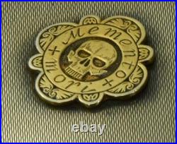 Antique 1.3kg silver Memento Mori Skull&Snake Doctors Masonic cigar case Humidor