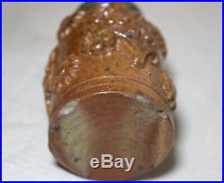 Antique 1700's handmade salt glazed stoneware pewter pottery tobacco jar humidor