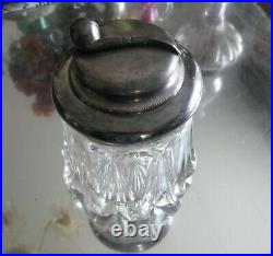 Antique 1800's Silver Plate Heavy Cut Glass Pipe Tobacco Jar Humidor