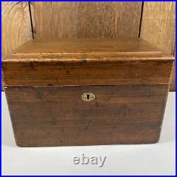 Antique 1825 J Marked Wood Stash Humidor Cigar Tobacco Box Hidden Drawer