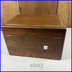 Antique 1825 J Marked Wood Stash Humidor Cigar Tobacco Box Hidden Drawer