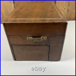 Antique 1825 J Marked Wood Stash Humidor Cigar Tobacco Box Hidden Drawer