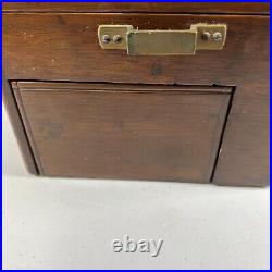 Antique 1825 J Marked Wood Stash Humidor Cigar Tobacco Box Hidden Drawer