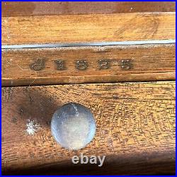 Antique 1825 J Marked Wood Stash Humidor Cigar Tobacco Box Hidden Drawer