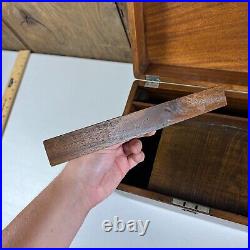 Antique 1825 J Marked Wood Stash Humidor Cigar Tobacco Box Hidden Drawer