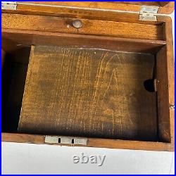 Antique 1825 J Marked Wood Stash Humidor Cigar Tobacco Box Hidden Drawer