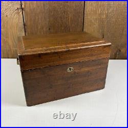 Antique 1825 J Marked Wood Stash Humidor Cigar Tobacco Box Hidden Drawer