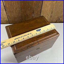 Antique 1825 J Marked Wood Stash Humidor Cigar Tobacco Box Hidden Drawer