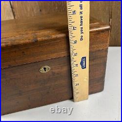 Antique 1825 J Marked Wood Stash Humidor Cigar Tobacco Box Hidden Drawer