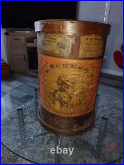Antique 1877 Smoking Tobacco Wooden Barrel From Rochester, NY Vintage Tobacciana