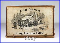 Antique 1883 LOG CABIN CIGAR BOX Havana Tobacco Schumacher & Ettlinger Humidor