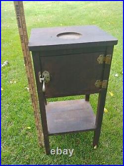 Antique 1890s Smoking Stand tin Lined insulated box Humidor solid wood ornate