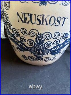Antique 18th Century Delft 3 klokken Tobacco Jar with Metal Cover NEUSKOST