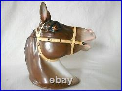 Antique 1900 RUDOLSTADT Large HORSE HEAD Figural 2 PC. TOBACCO JAR GERMANY