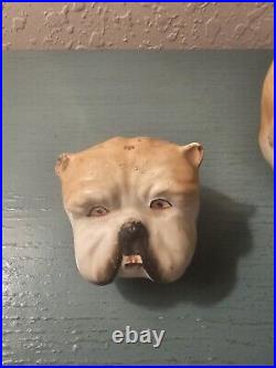 Antique 1900's English Ceramic BullDog Tobacco Container/Humidor-Very Good