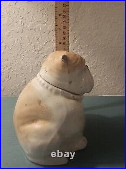 Antique 1900's English Ceramic BullDog Tobacco Container/Humidor-Very Good