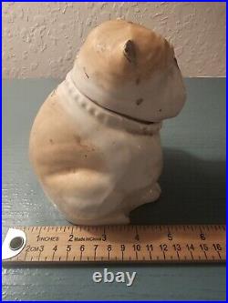 Antique 1900's English Ceramic BullDog Tobacco Container/Humidor-Very Good