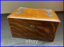 Antique 1900s Tiger Oak Case w Brass Hardware Humidor Wow