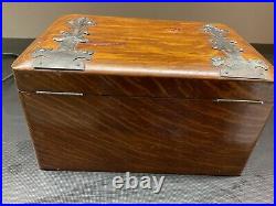 Antique 1900s Tiger Oak Case w Brass Hardware Humidor Wow
