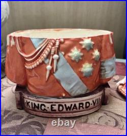Antique 1901 King Edward VII Ceramic Bust Tobacco Jar Humidor Coronation Rare