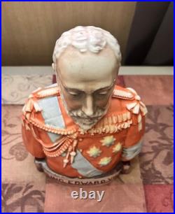 Antique 1901 King Edward VII Ceramic Bust Tobacco Jar Humidor Coronation Rare