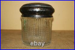 Antique 1904 Heisey Heavy Glass Cigar Humidor Tobacco Jar Derby Silver Cover