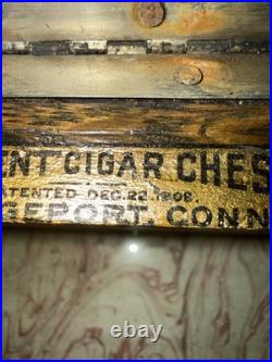 Antique 1908 Sargent Oak Wood Cigar Humidor Chest Box Bridgeport Conn