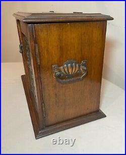 Antique 1908 handmade wood tole sterling smoking pipe cigar holder stand box