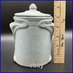 Antique 1915 Van Briggle Pottery Tobacco Jar with Lid Design 728 Stylized Leaves