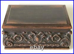 Antique 1920 KOPRIWA CO. CHICAGO IL Carved Mahogony Wood Glass Lined HUMIDOR Box