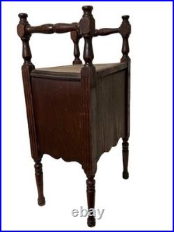 Antique 1920 Walnut Smoker Cabinet Humidor Smoking Stand Copper Lined Table Prim