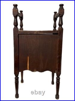 Antique 1920 Walnut Smoker Cabinet Humidor Smoking Stand Copper Lined Table Prim