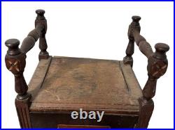 Antique 1920 Walnut Smoker Cabinet Humidor Smoking Stand Copper Lined Table Prim