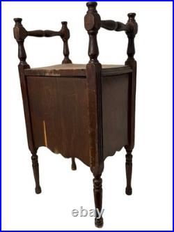 Antique 1920 Walnut Smoker Cabinet Humidor Smoking Stand Copper Lined Table Prim