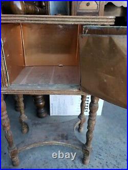 Antique 1920s Humidor Copper Lined Cabinet Restoration Project For The Finest