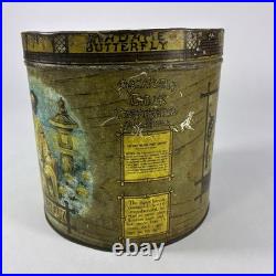 Antique 1920s Madame Butterfly Cigar 50 Blunts Lithograph Tin Humidor PA Rare
