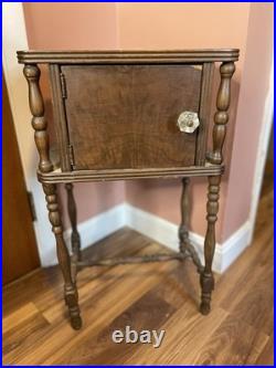 Antique 1920s Mahogany Hand Carved Smoking Stand Humidor Cabinet l Cigar Table