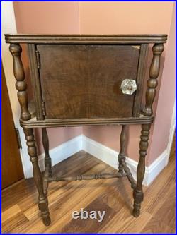 Antique 1920s Mahogany Hand Carved Smoking Stand Humidor Cabinet l Cigar Table