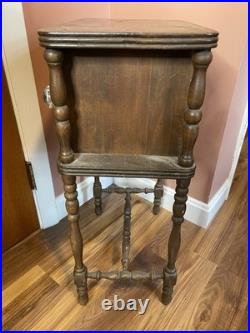 Antique 1920s Mahogany Hand Carved Smoking Stand Humidor Cabinet l Cigar Table