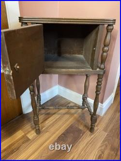 Antique 1920s Mahogany Hand Carved Smoking Stand Humidor Cabinet l Cigar Table