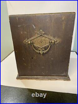 Antique 1930s-1940s Table Top Wood Copper Lined Humidor Cabinet Roman Soldier