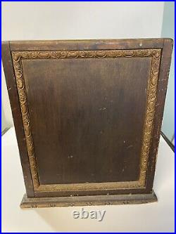 Antique 1930s-1940s Table Top Wood Copper Lined Humidor Cabinet Roman Soldier