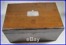 Antique 1935 American Club Stockholm Cigar Humidor WithStand & Key Wooden Oak