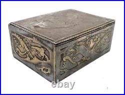 Antique 19th Century French Silver Over Copper Cigar Box Humidor La Rasade