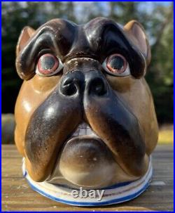 Antique 19thC English Porcelain Bulldog Lidded Tobacco Jar 5 X 5 X 6 Inches