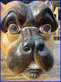 Antique 19thC English Porcelain Bulldog Lidded Tobacco Jar 5 X 5 X 6 Inches