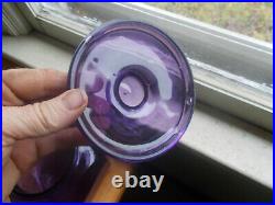 Antique 6 Sided Amethyst Glass Cigar Jar With Original Hollow Knob Glass LID