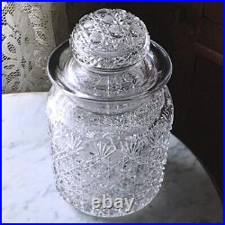 Antique ABP Harvard Cut Glass Bisquit Tobacco Jar Humidor American Brilliant